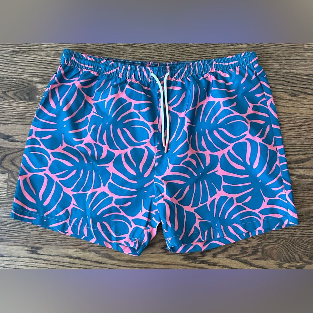 Abound Men’s Swim Trunks In Hawaiian Leaf Teal And Pink Size XL NWOT